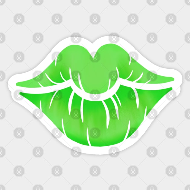 Green Lips Sticker by SisterSpyder923